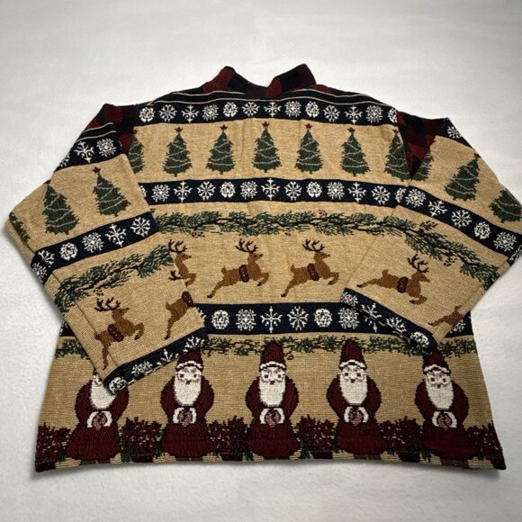 VTG Sugar Street Weavers AOP Cardigan Jacket Art Christmas Santa X Large USA - Picture 9 of 11